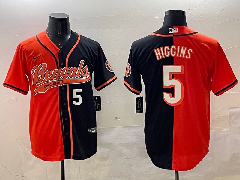 Men Cincinnati Bengals 5 Hiccins Orange Black Joint Name 2025 Nike Limited NFL Jersey style 7